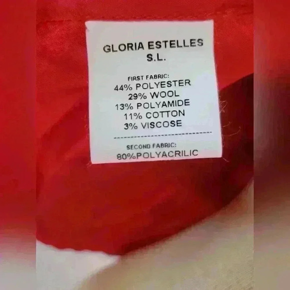 GLORIA ESTELLES BARCELONA designer wool jacket. Red/white/black. Size medium. - Picture 9 of 15